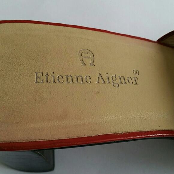 Etienne Aigner Red Slip-on Heels. 8M - Picture 4 of 4